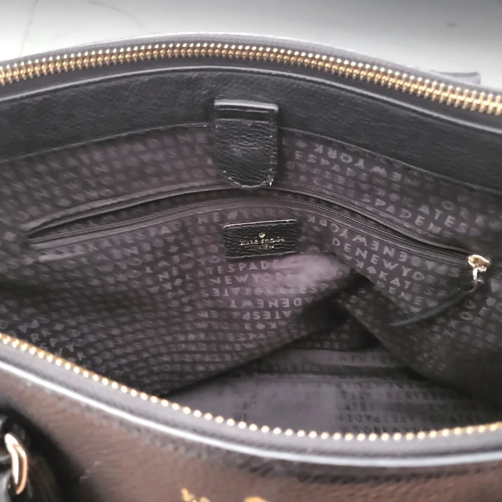 Kate Spade Black Leather Leighann Satchel / Tote Handbag (Mulberry Street) - Picture 9 of 14